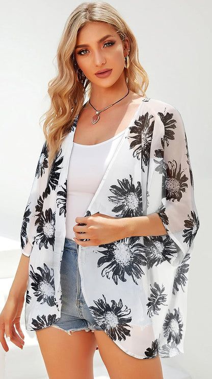 Floral Print Puff Sleeve  Top