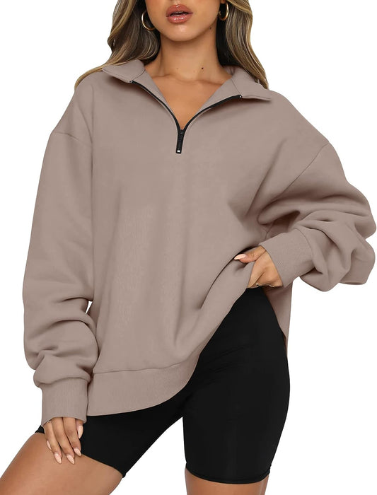 Half Zipped Oversized Sweatshirts Hoodies