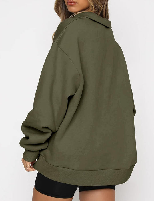 Half Zipped Oversized Sweatshirts Hoodies