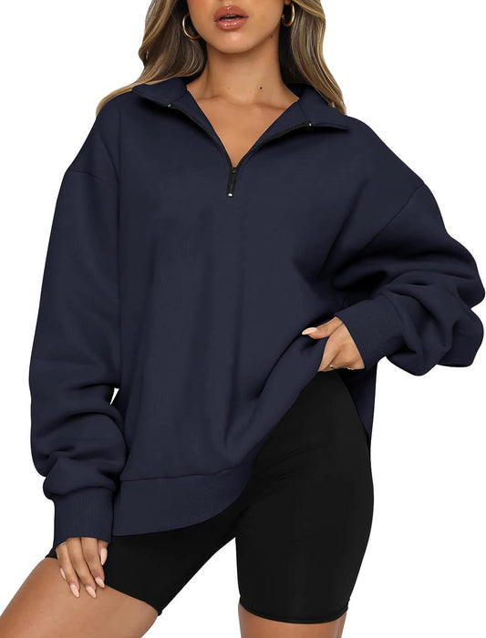 Half Zipped Oversized Sweatshirts Hoodies