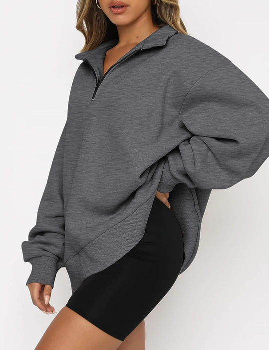 Half Zipped Oversized Sweatshirts Hoodies