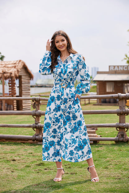 Janie Printed Midi Shirt Dress