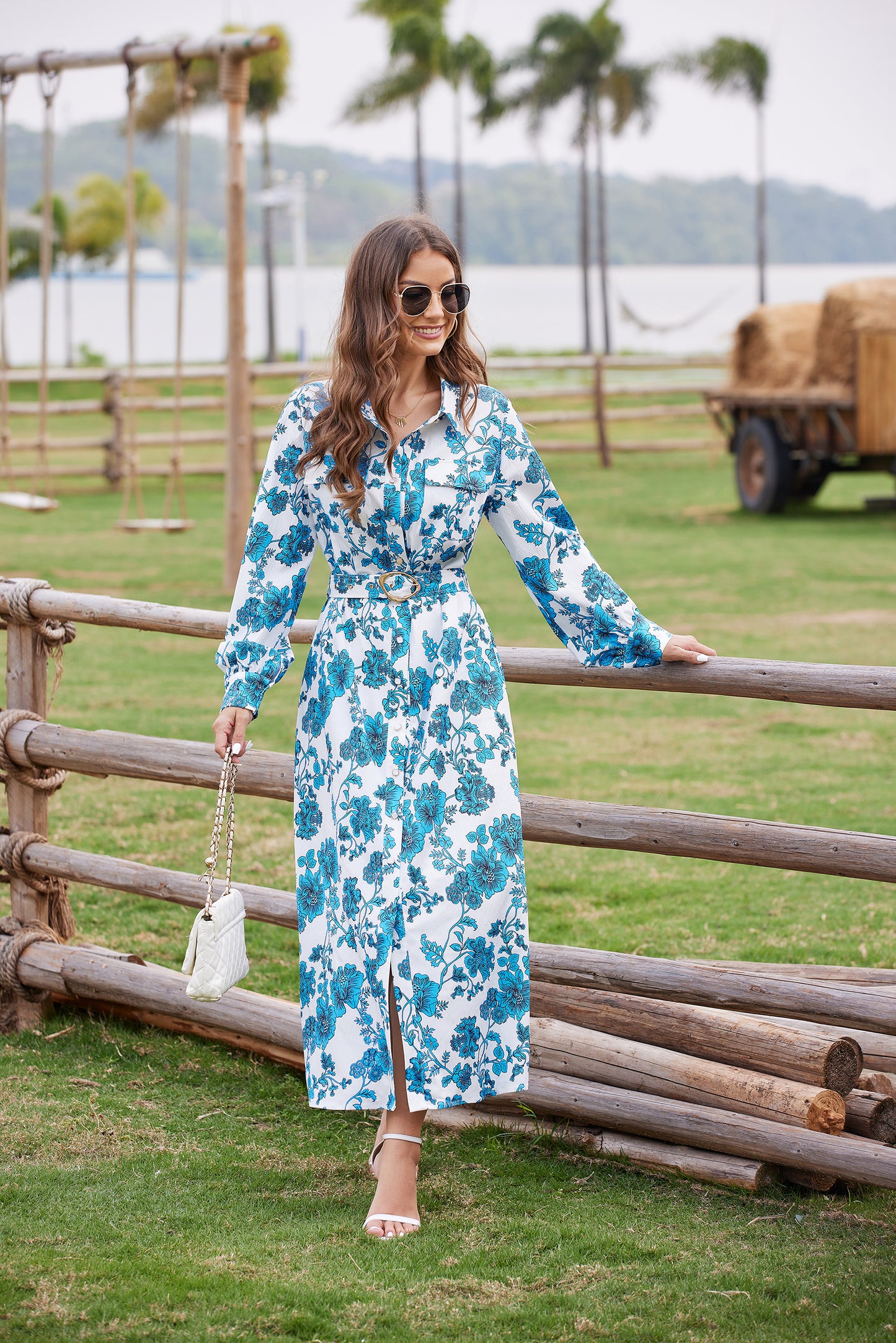 Janie Printed Midi Shirt Dress