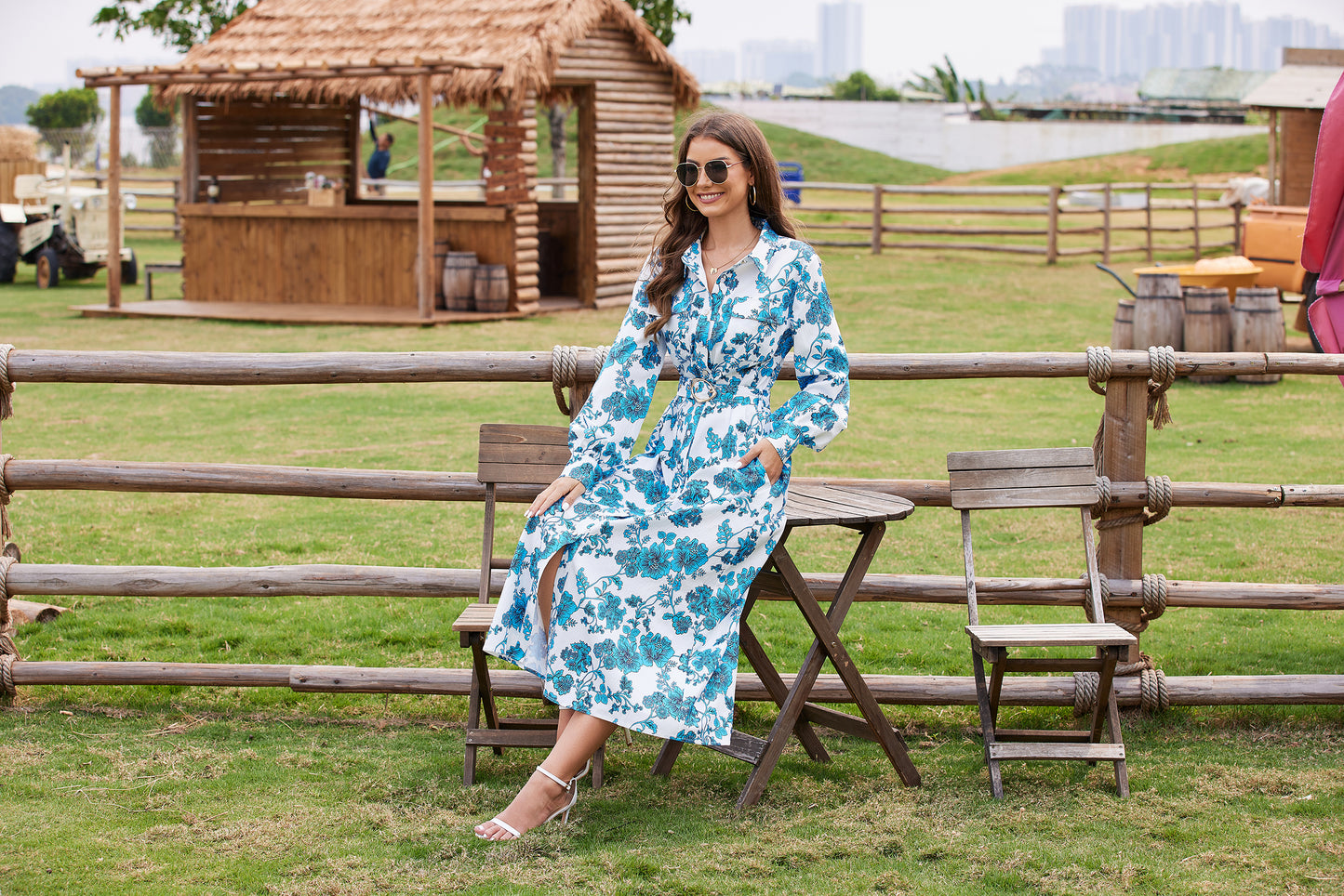 Janie Printed Midi Shirt Dress