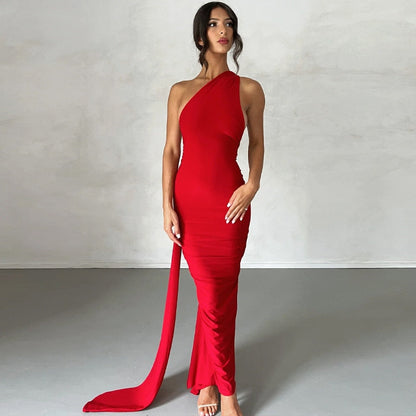 Oblique Backless Maxi Dress