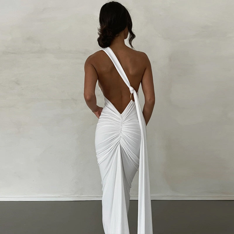 Oblique Backless Maxi Dress