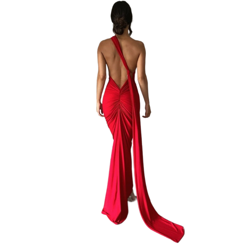 Oblique Backless Maxi Dress