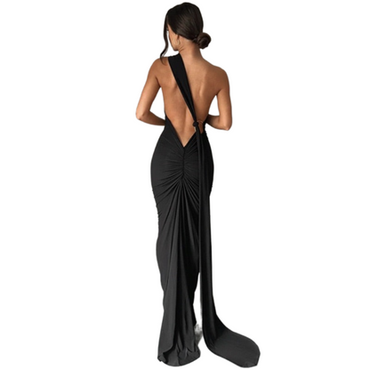 Oblique Backless Maxi Dress