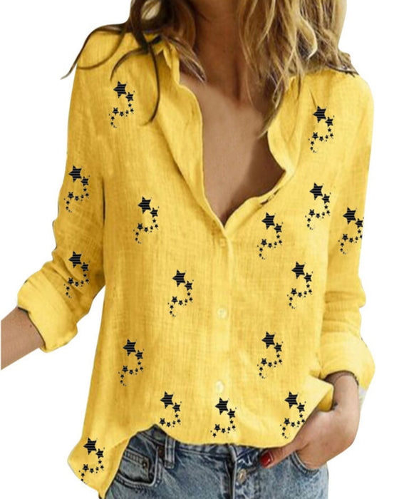 Printed Long Sleeve Loose Shirt