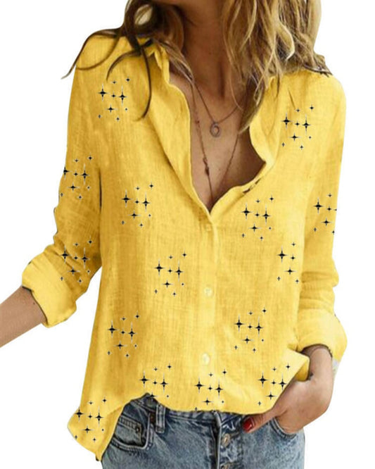 Printed Stars Long Sleeve Loose Tops