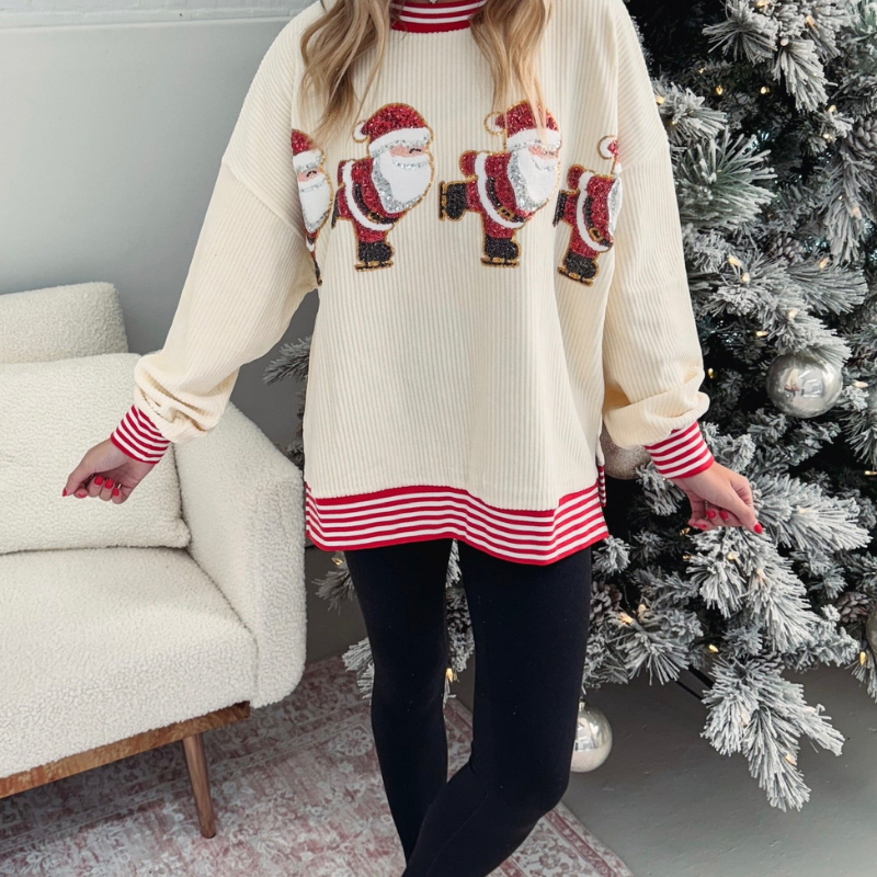 Santa Stripe Holiday Sweater Ensemble