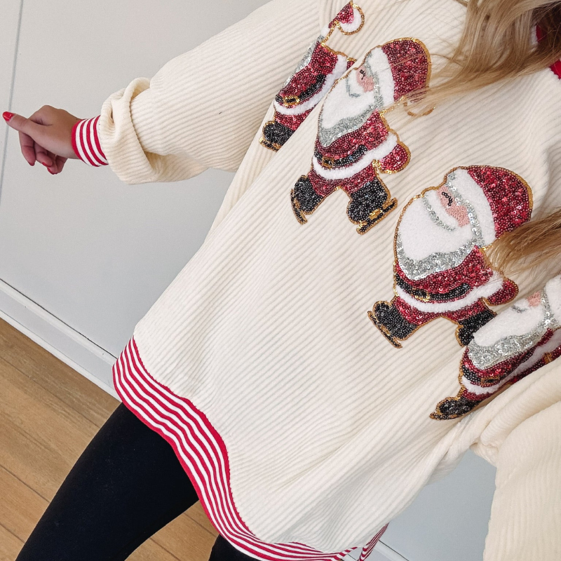 Santa Stripe Holiday Sweater Ensemble