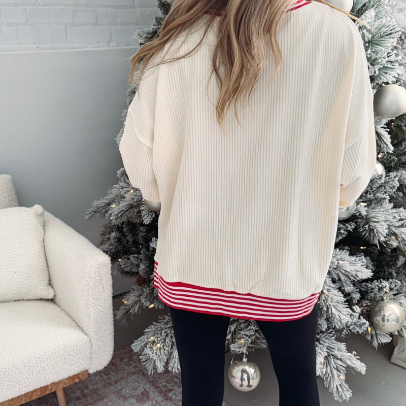 Santa Stripe Holiday Sweater Ensemble