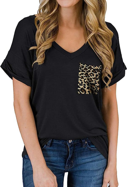 Short Sleeve V Neck Casual T Shirt