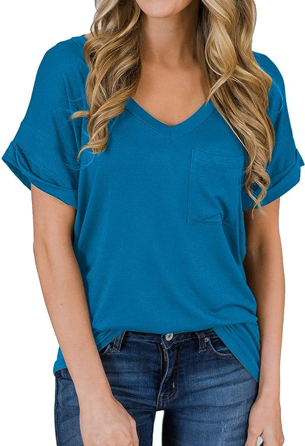 Short Sleeve V Neck Casual T Shirt