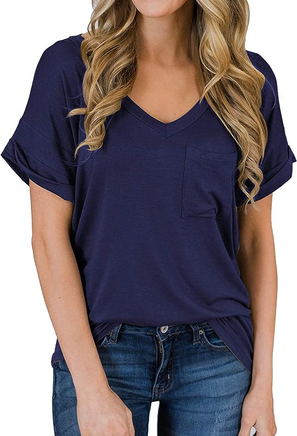 Short Sleeve V Neck Casual T Shirt