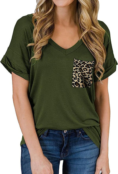 Short Sleeve V Neck Casual T Shirt