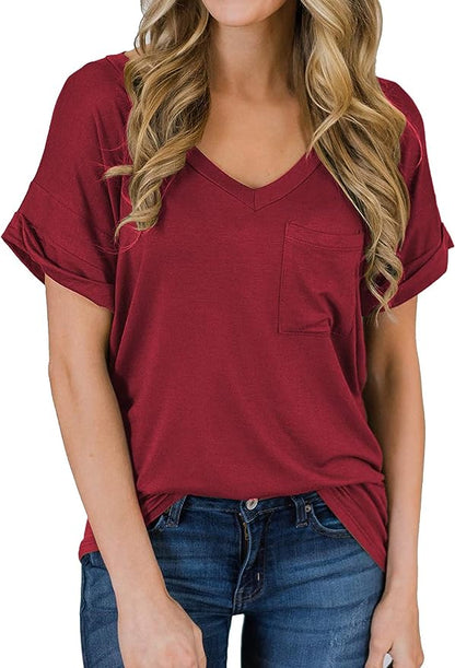 Short Sleeve V Neck Casual T Shirt