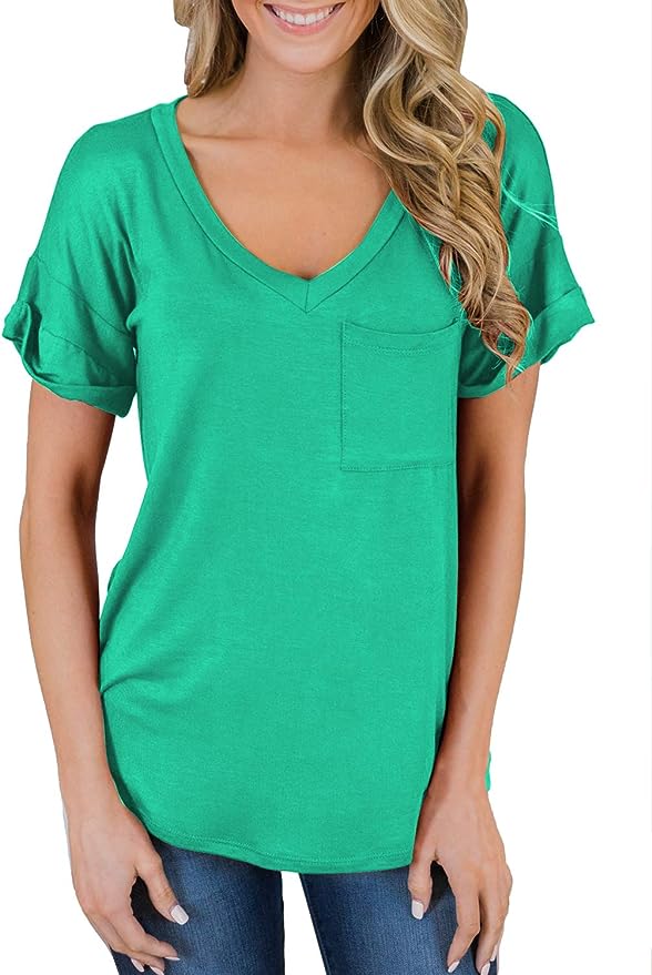 Short Sleeve V Neck Casual T Shirt