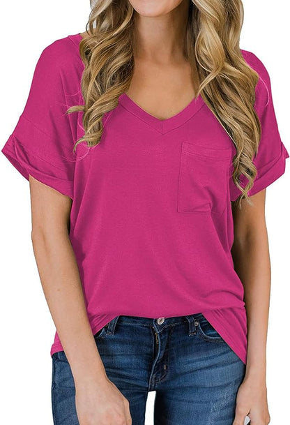 Short Sleeve V Neck Casual T Shirt