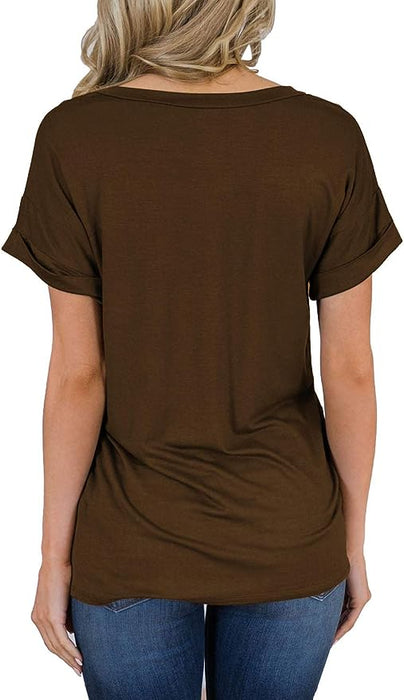Short Sleeve V Neck Casual T Shirt
