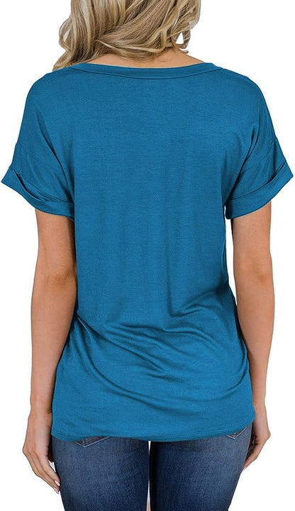 Short Sleeve V Neck Casual T Shirt