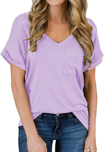 Short Sleeve V Neck Casual T Shirt