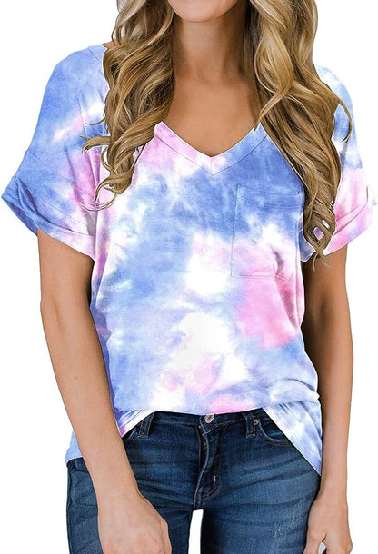 Short Sleeve V Neck Casual T Shirt