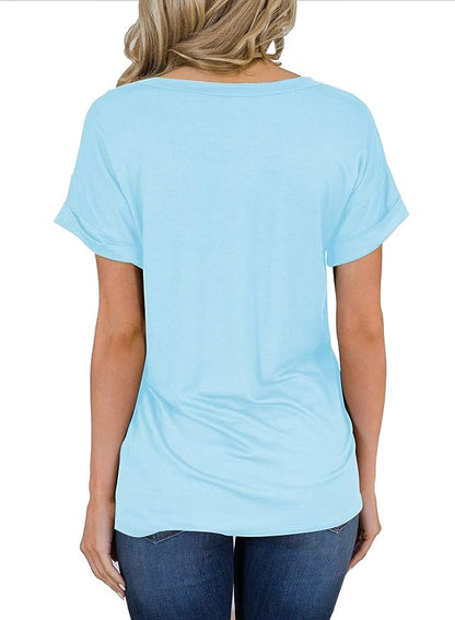 Short Sleeve V Neck Casual T Shirt