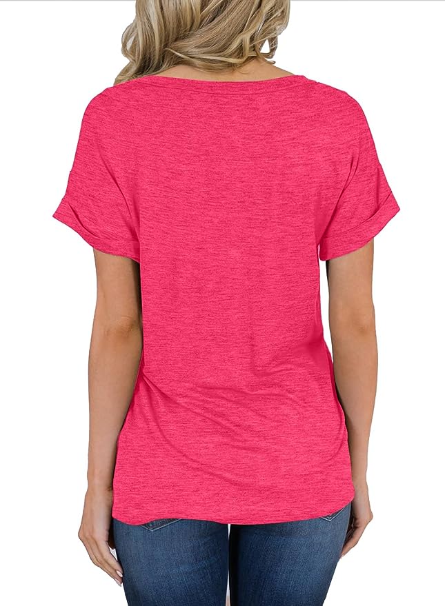 Short Sleeve V Neck Loose Casual T Shirt