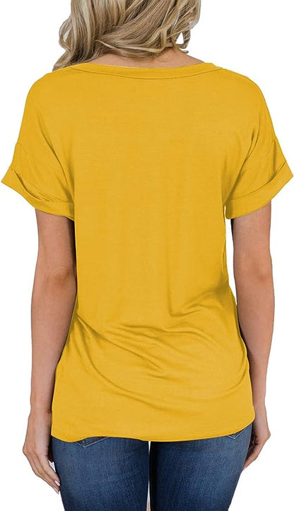 Short Sleeve V Neck Loose Casual T Shirt