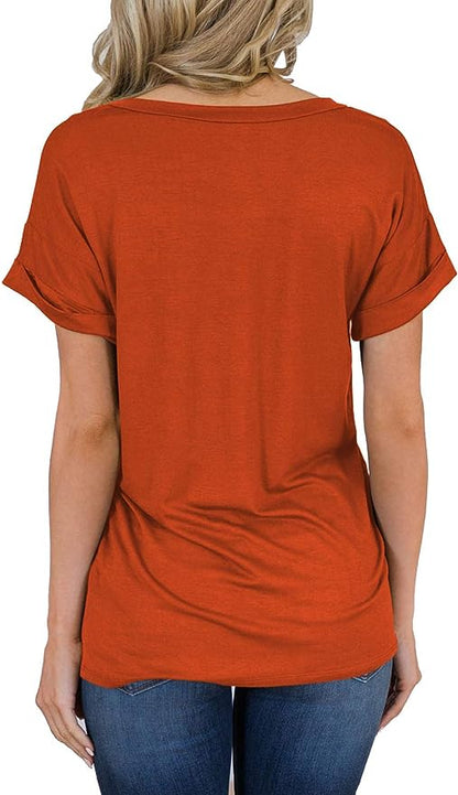 Short Sleeve V Neck Loose Casual T Shirt