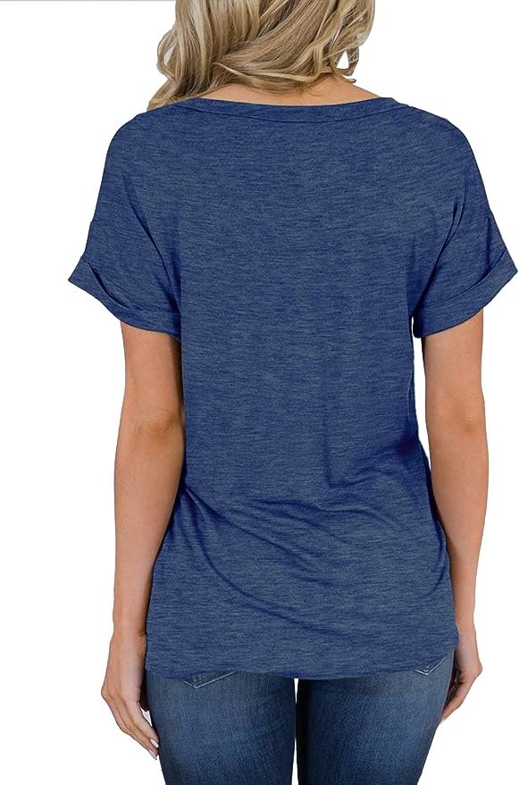 Short Sleeve V Neck Loose Casual T Shirt