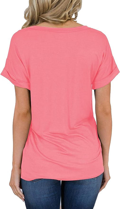 Short Sleeve V Neck Loose Casual T Shirt