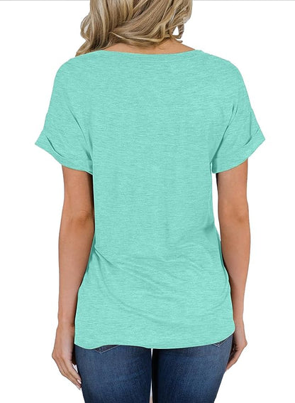 Short Sleeve V Neck Loose Casual T Shirt