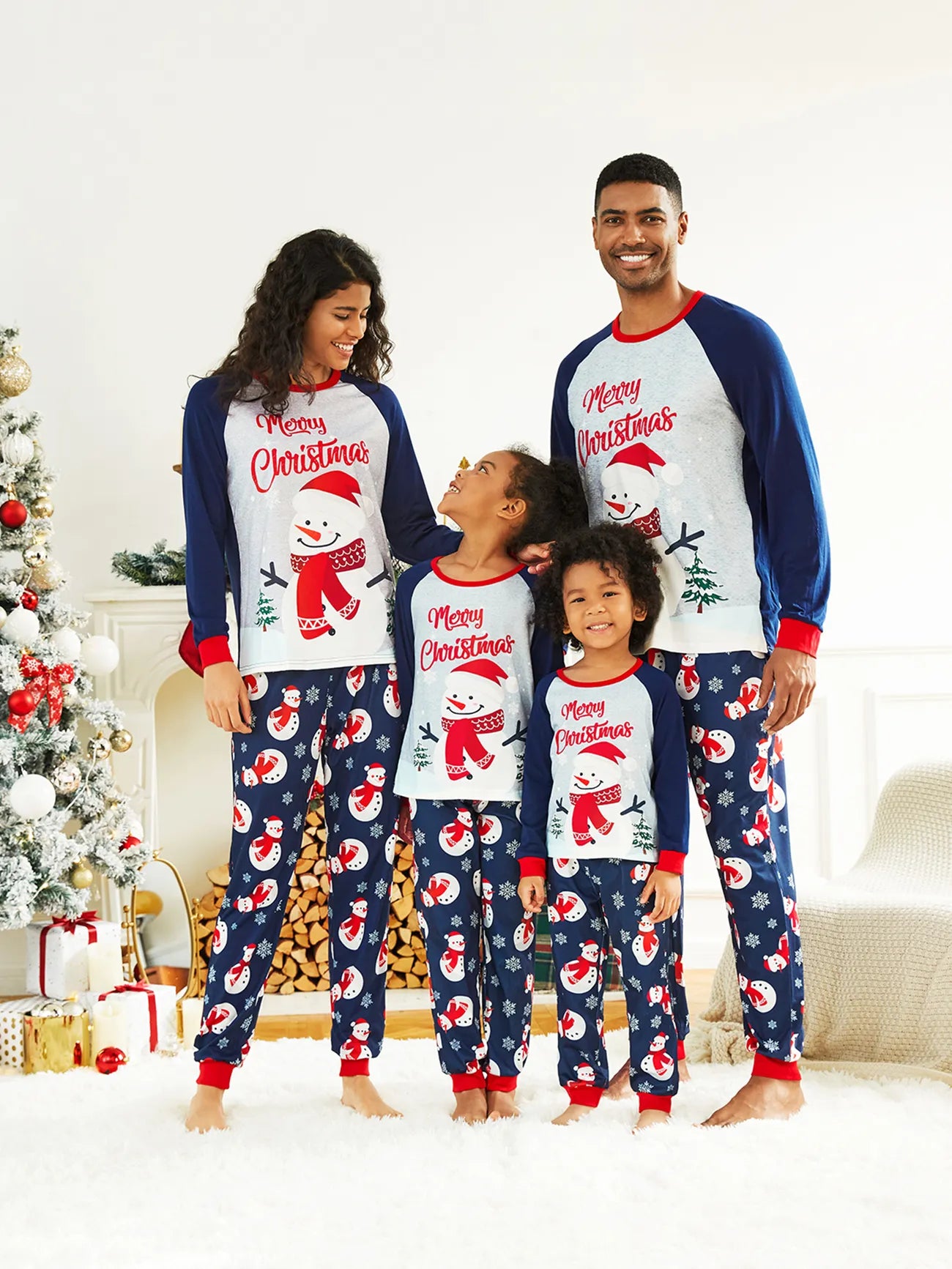 Snowman And Letter Print Family Matching Set