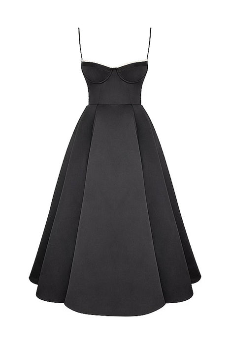 Sweetheart Neckline Cinched Waist A Line Midi Dress