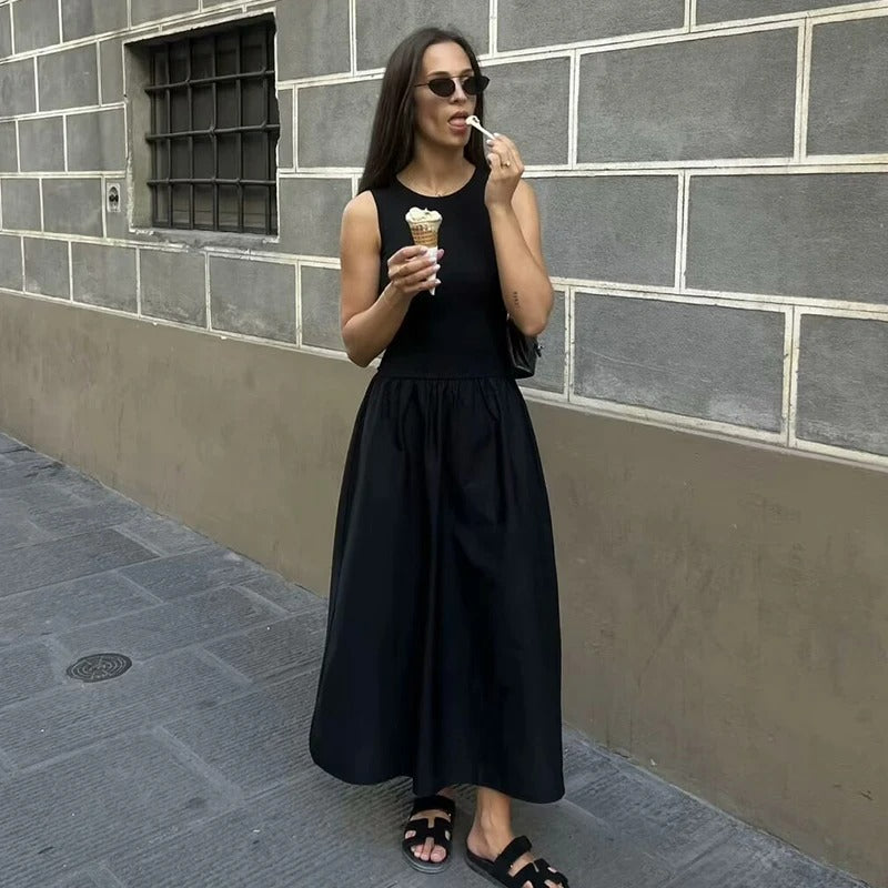 Valvi Ribbed Top Maxi Dress