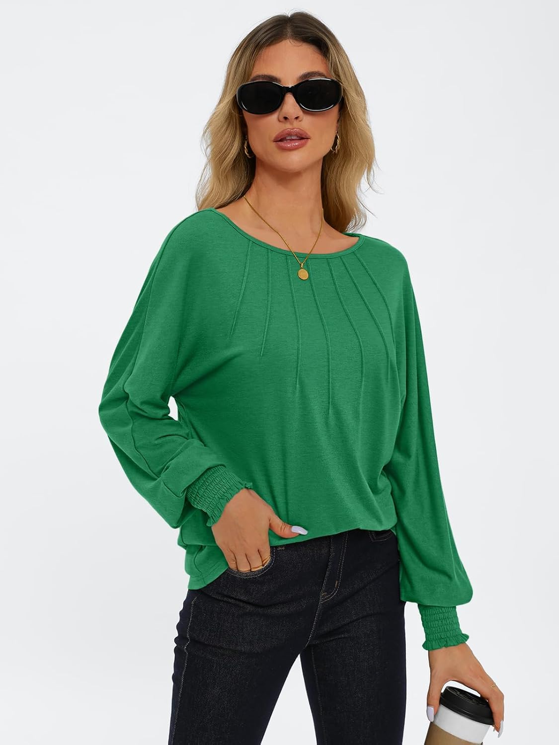 Women Pleated Long Sleeve Fall Shirt