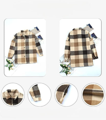 Plaid Shirt Flannel Lapel Shacket