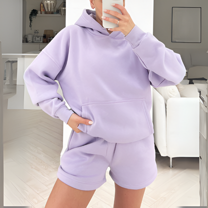 Pastel Hoodie And Shorts Set