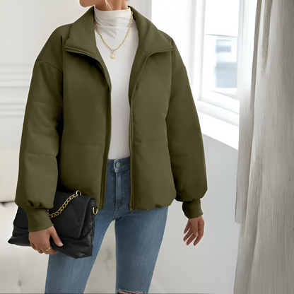 Versatile Puffer Jacket With Zippered Style