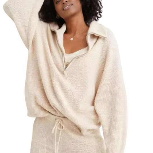 Cozy Half Zip Waffle Weave Sweater Set