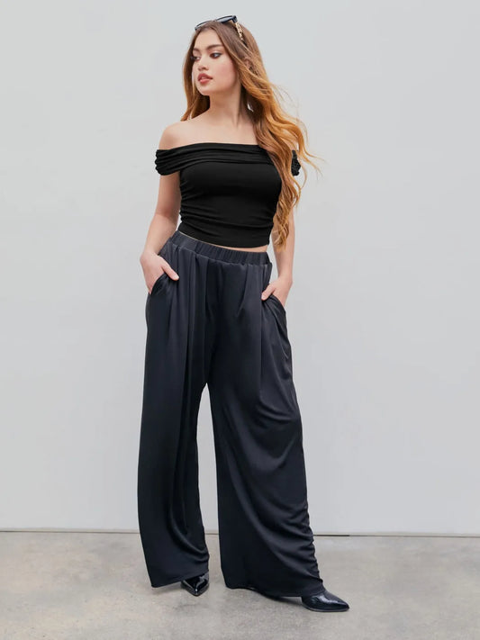 Stretchy High Elastic Wide Leg Pants